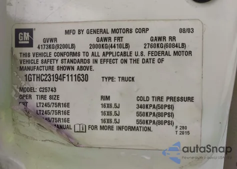 2004 GMC Sierra Slt z USA, uszkodzony, nr VIN 1GTHC23194F111630